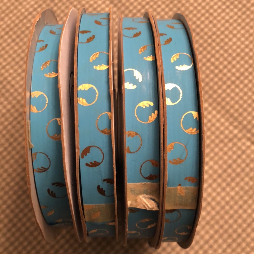 BLUE/ROSE GOLD HUBSCHER HRCSYNTHETIC PAPER RIBBON 4 PK - 7/16” x 100 yds - #332